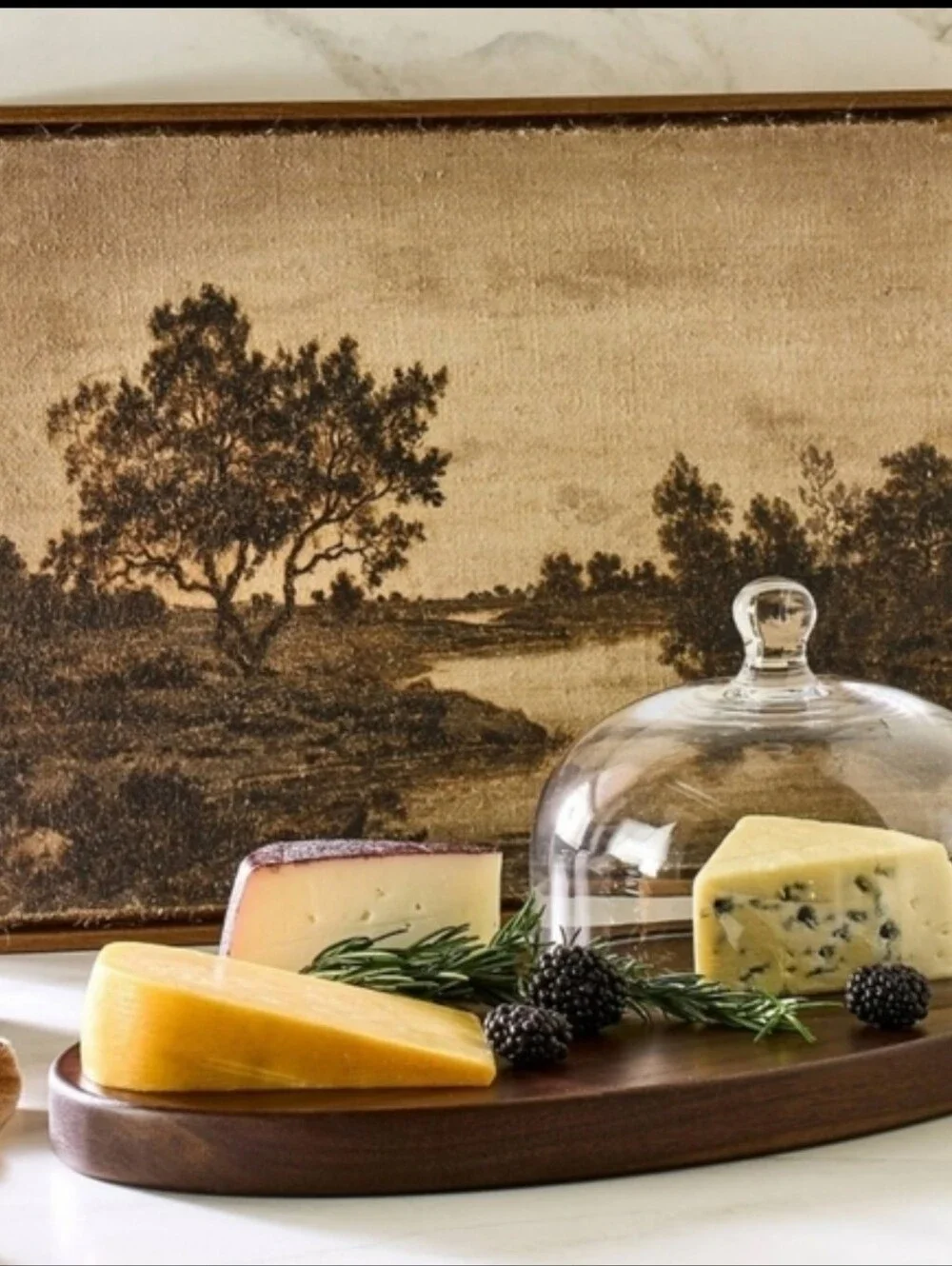Hearth And Hand Wooden Cheese Board With Cloche & 3pc Cheese&Bread Knife Set